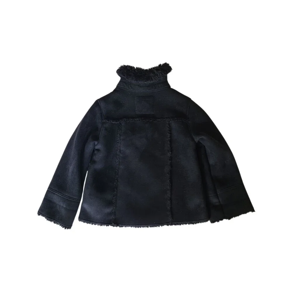Baby GAP faux suede sherpa lined jacket/coat black size girls 4T